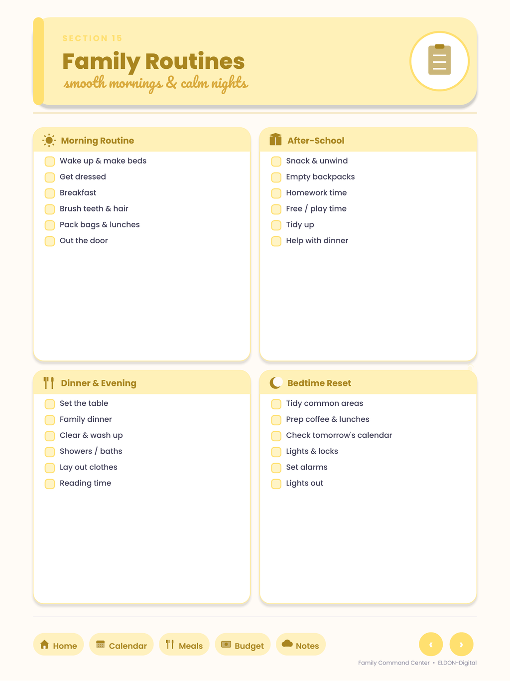 Family Command Center Planner GoodNotes iPad