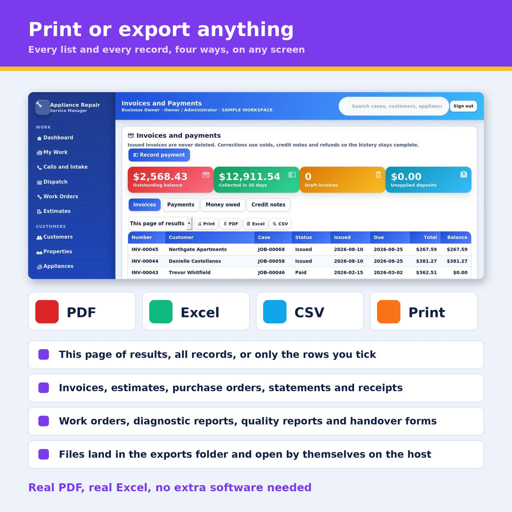 Appliance Repair Service Manager Software