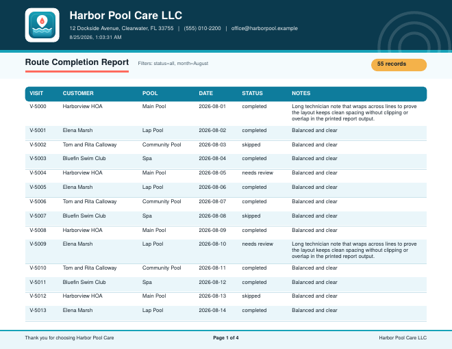 Complete Pool Service Business Software