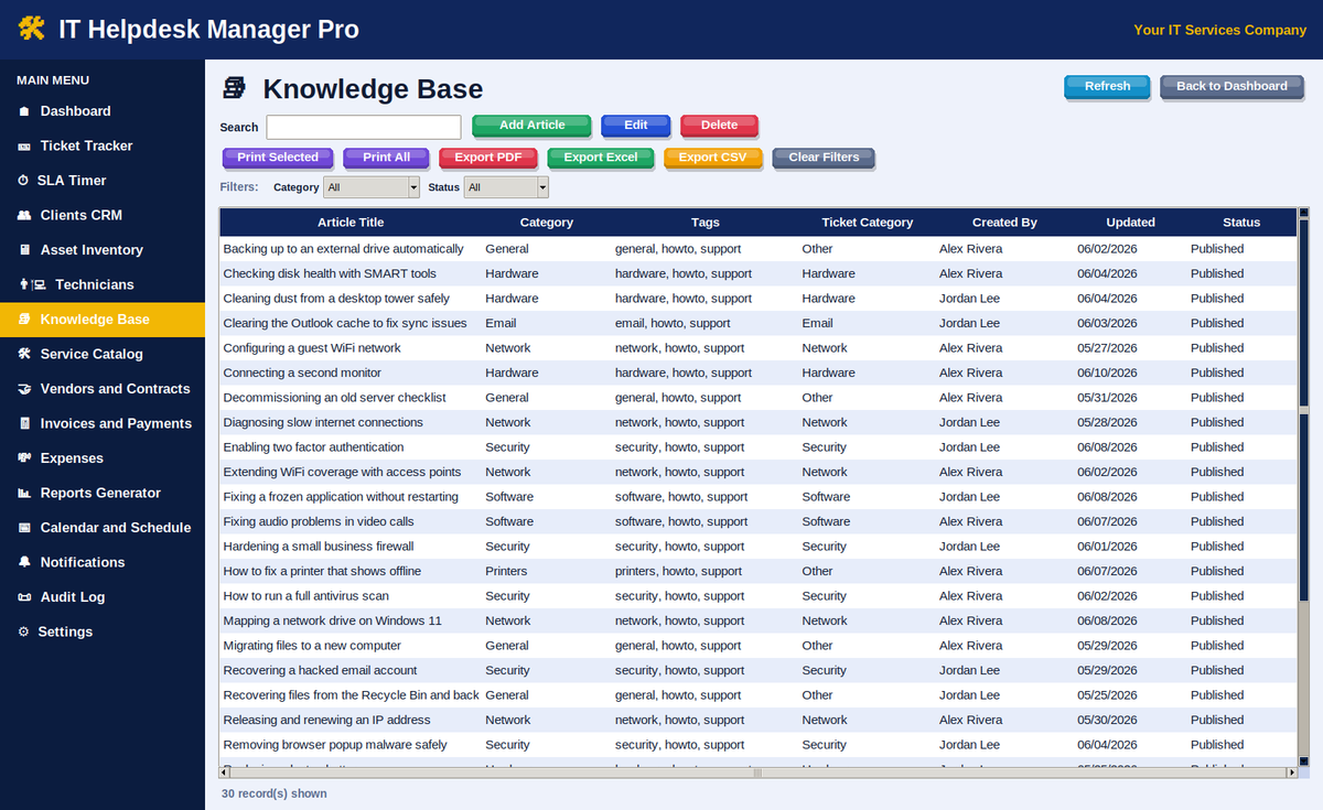 IT Helpdesk Manager Pro