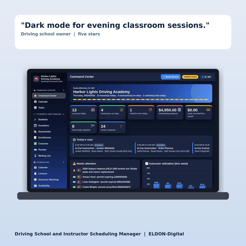 Driving School and Instructor Scheduling Manager Software