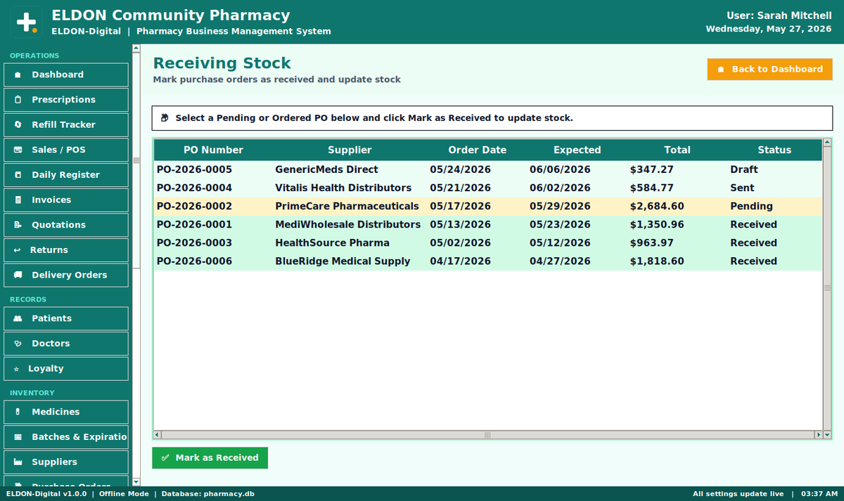 Pharmacy Business Management System