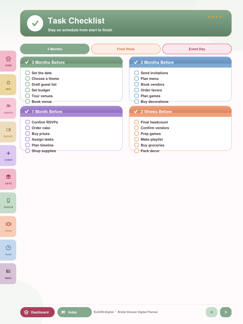 Bridal Shower Digital Planner GoodNotes iPad