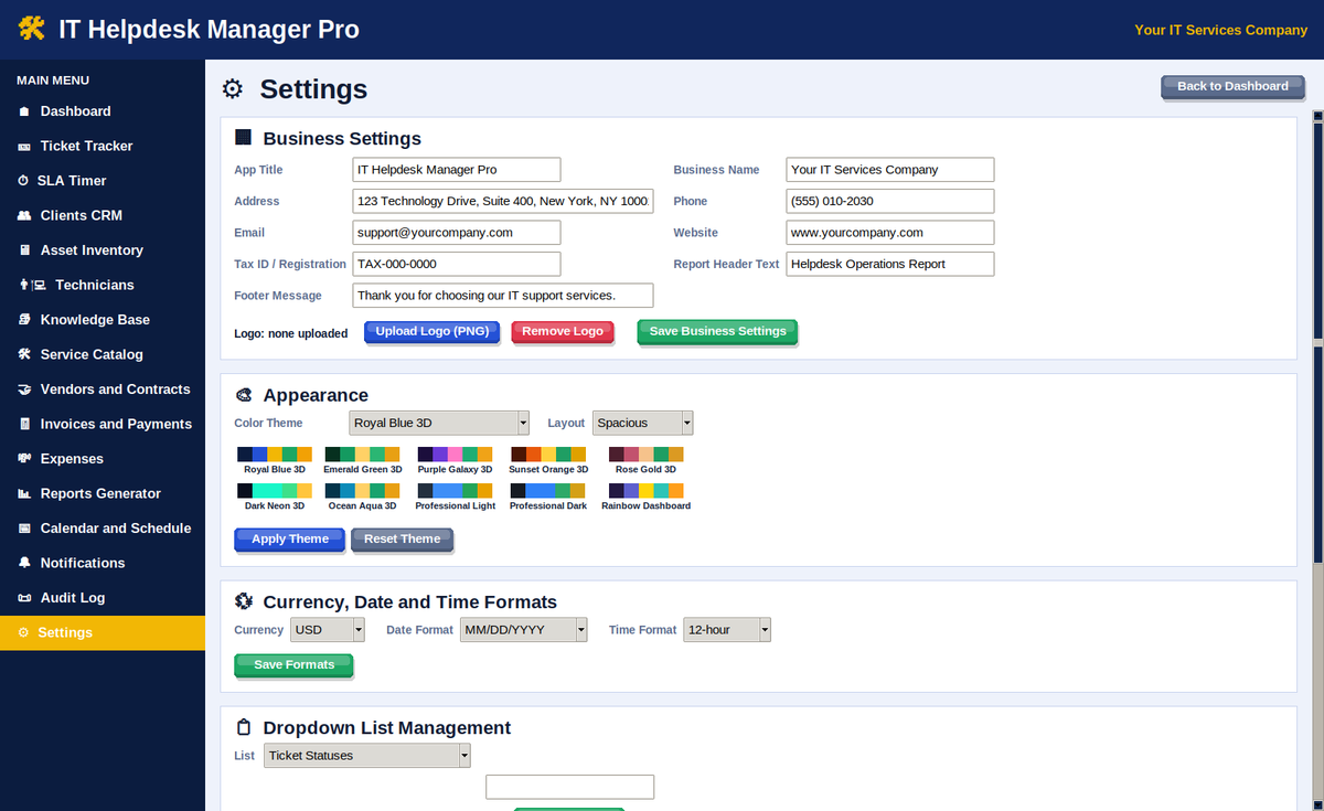 IT Helpdesk Manager Pro