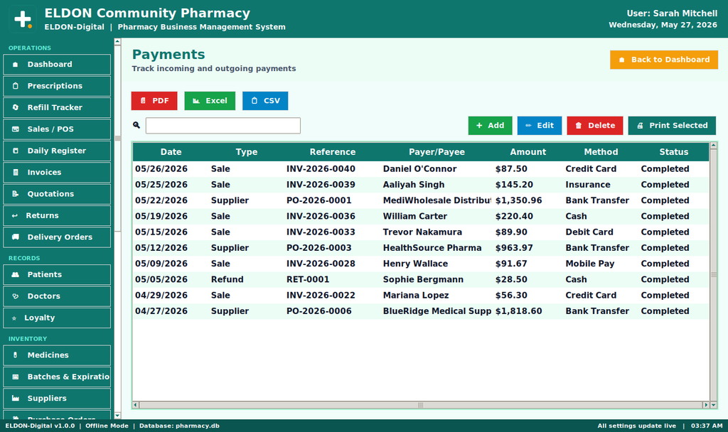 Pharmacy Business Management System