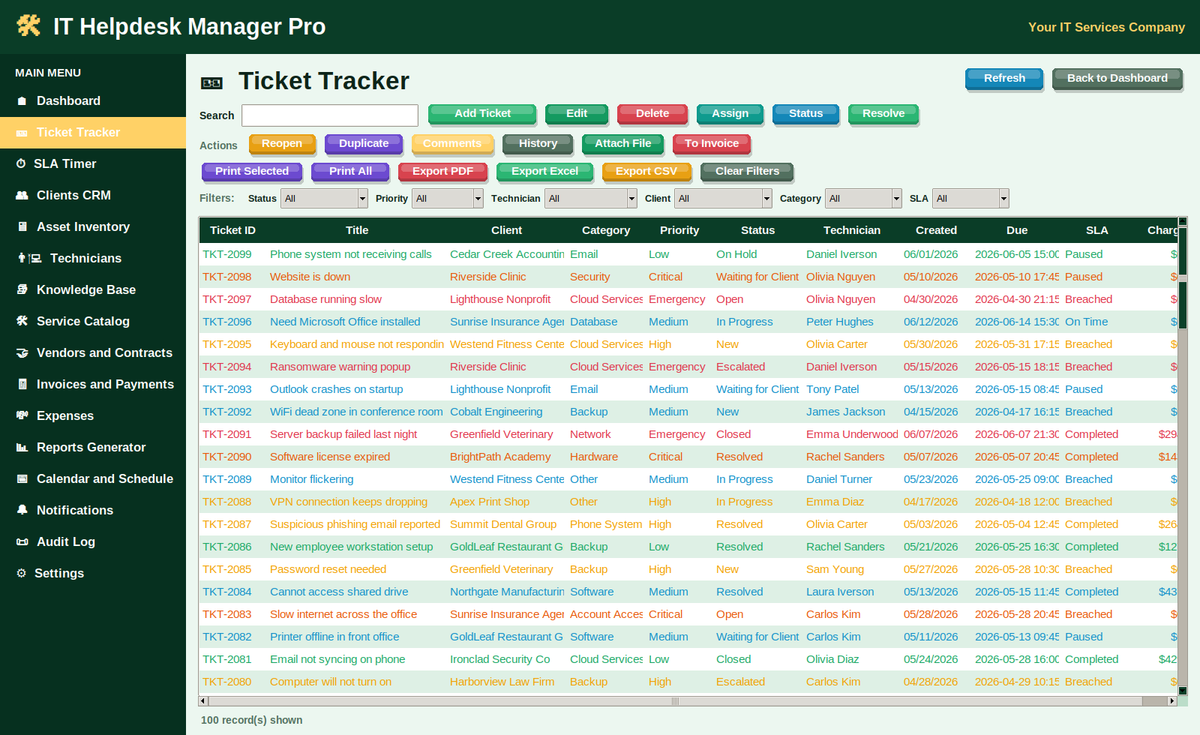 IT Helpdesk Manager Pro