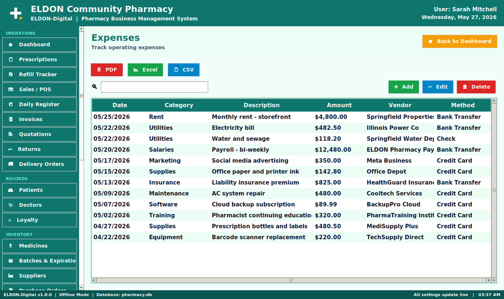 Pharmacy Business Management System