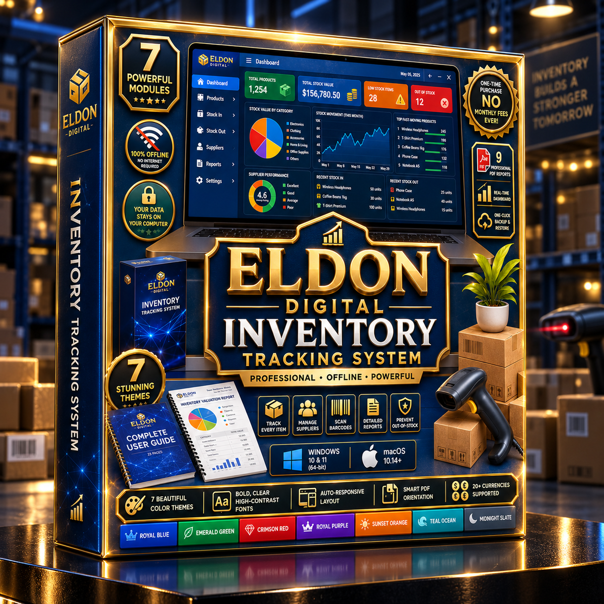 Stock Manager with Reports, Suppliers, and Barcodes