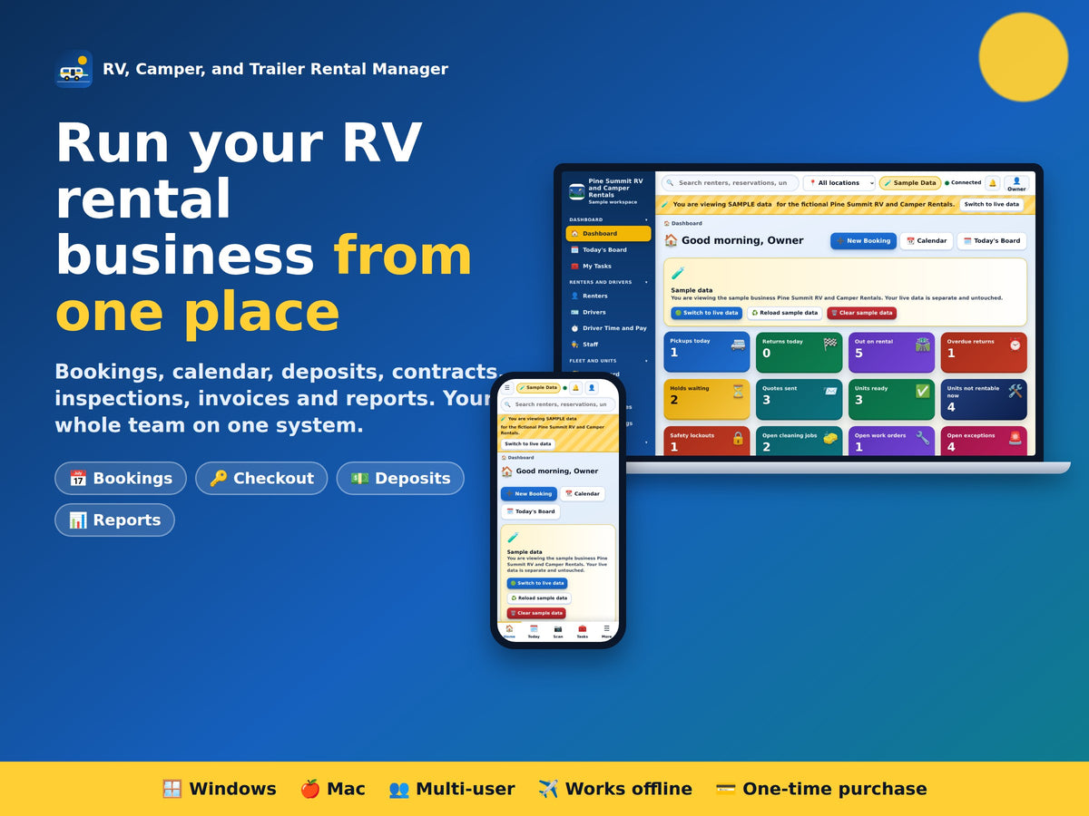 RV, Camper and Trailer Rental Manager Software