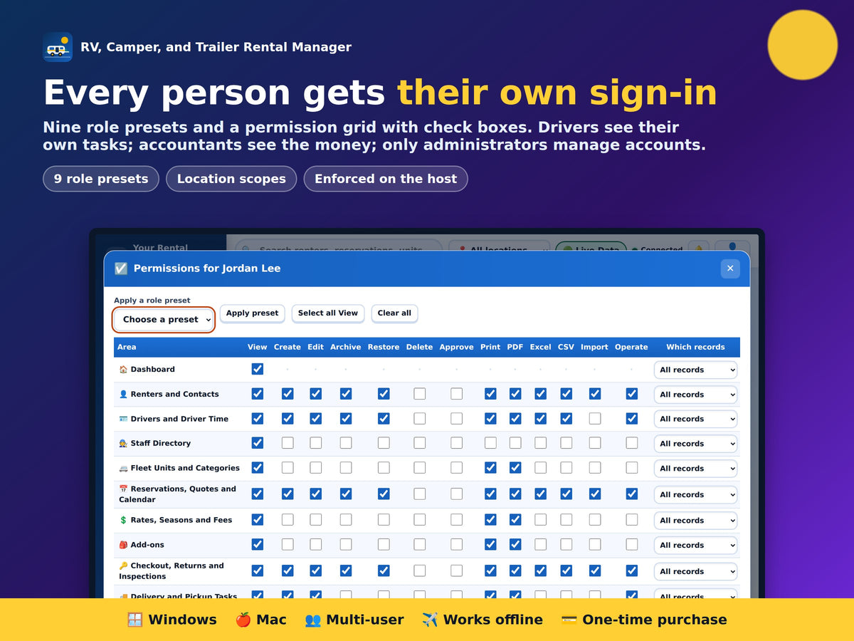 RV, Camper and Trailer Rental Manager Software