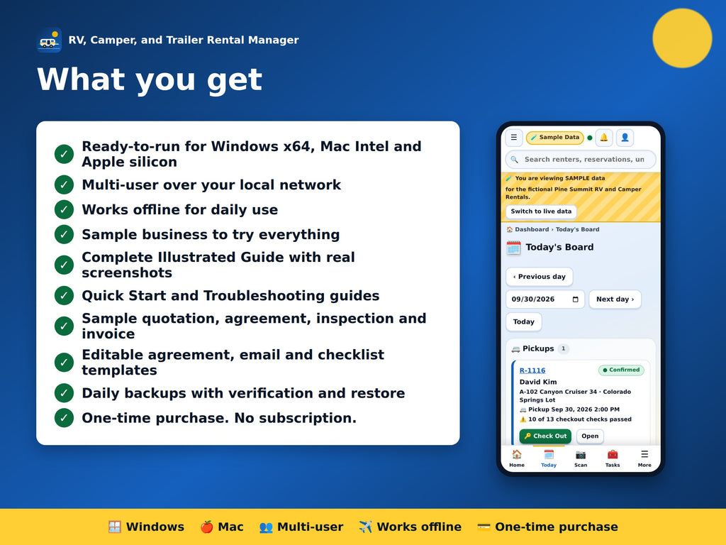 RV, Camper and Trailer Rental Manager Software