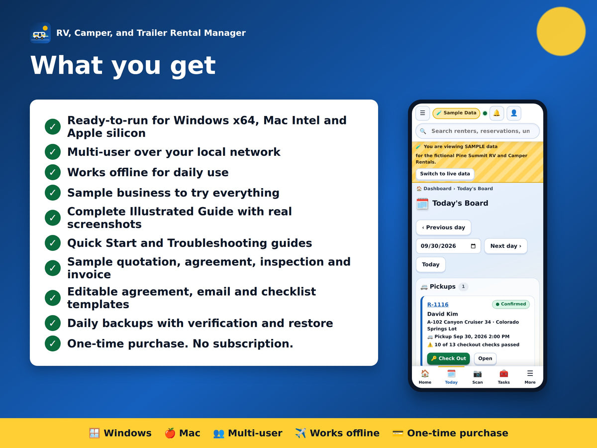 RV, Camper and Trailer Rental Manager Software