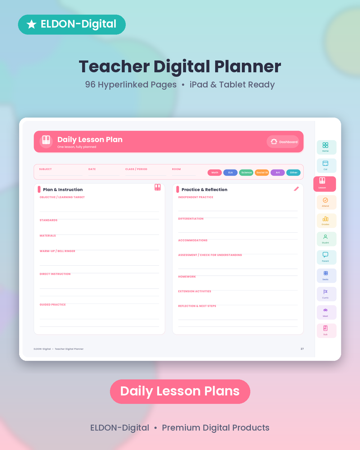Teacher Digital Planner GoodNotes & iPad