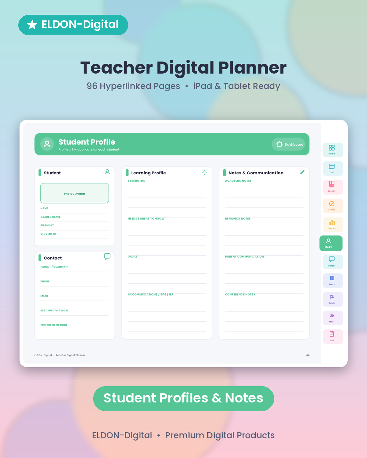 Teacher Digital Planner GoodNotes & iPad