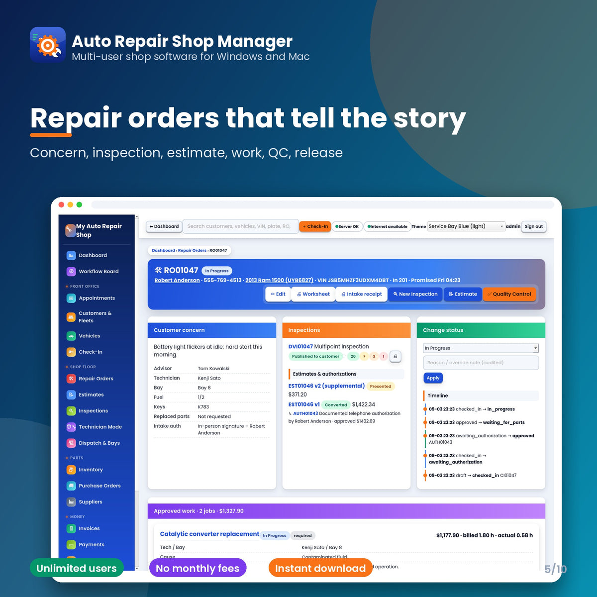 Multi-User Auto Repair Shop Management Software