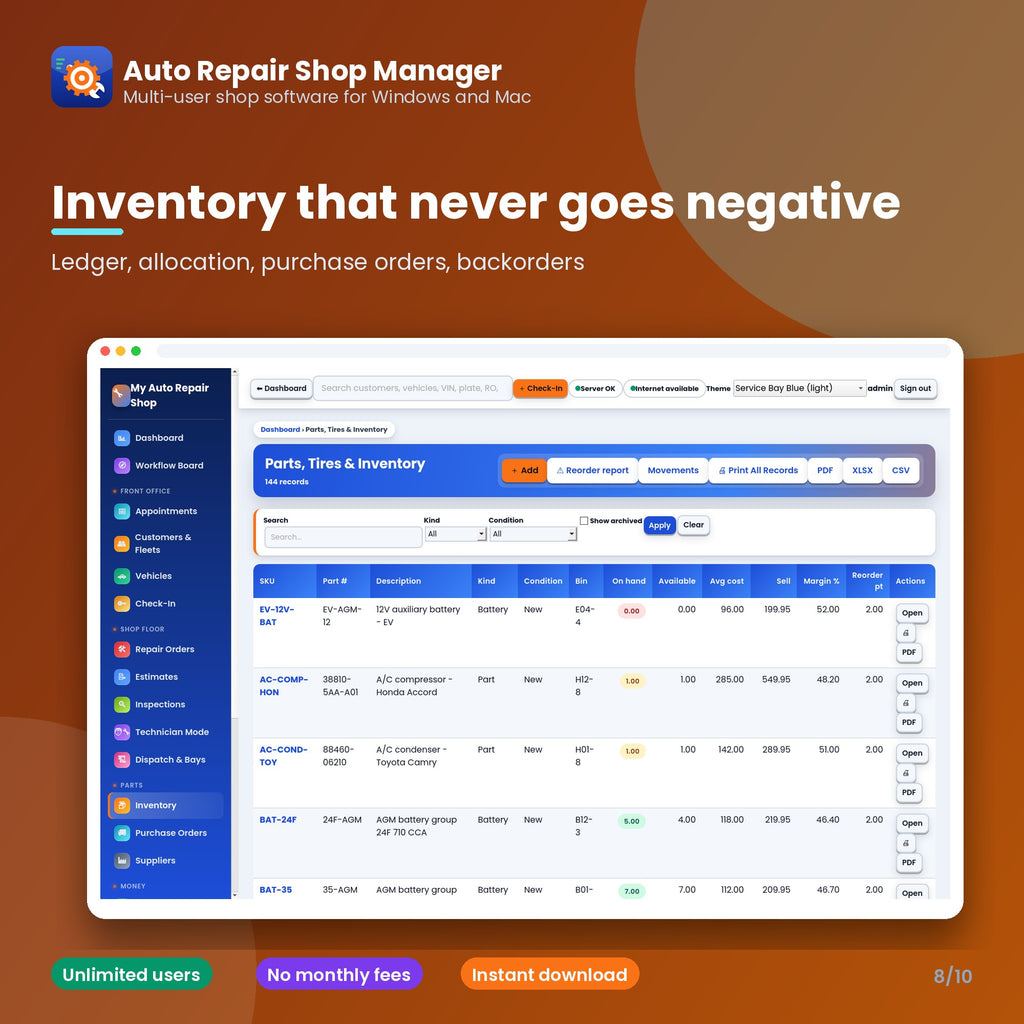 Multi-User Auto Repair Shop Management Software