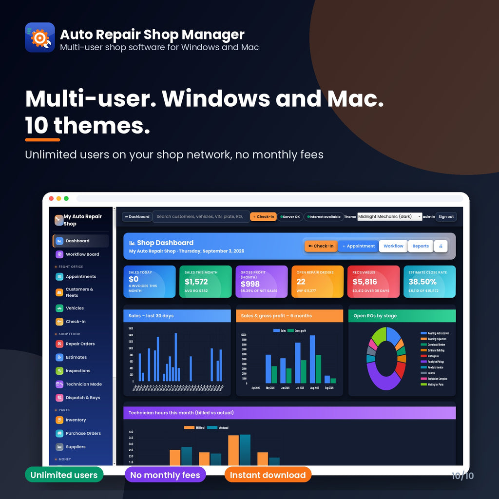 Multi-User Auto Repair Shop Management Software
