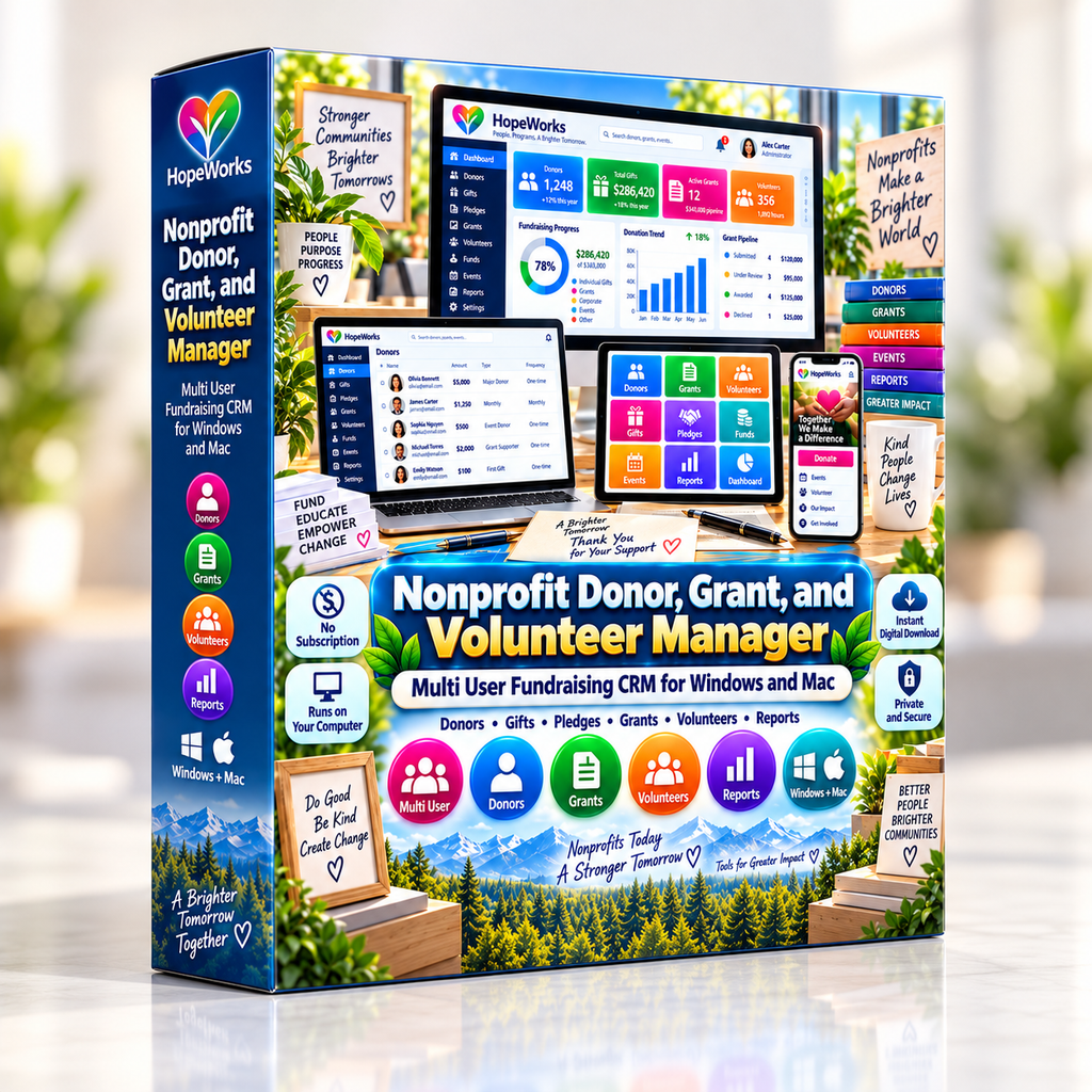 Nonprofit Donor, Grant, and Volunteer Manager