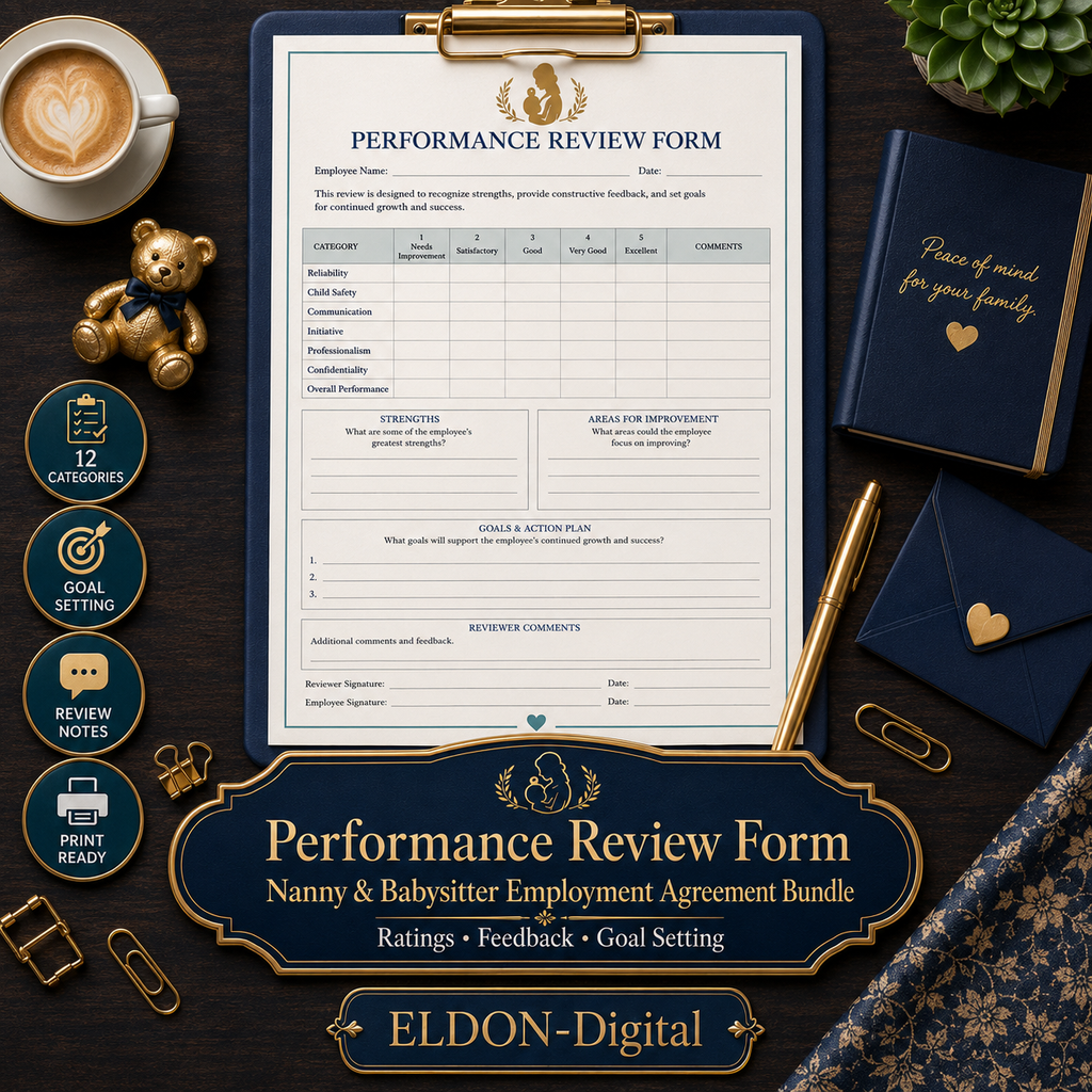 Nanny & Babysitter Employment Agreement Template Bundle
