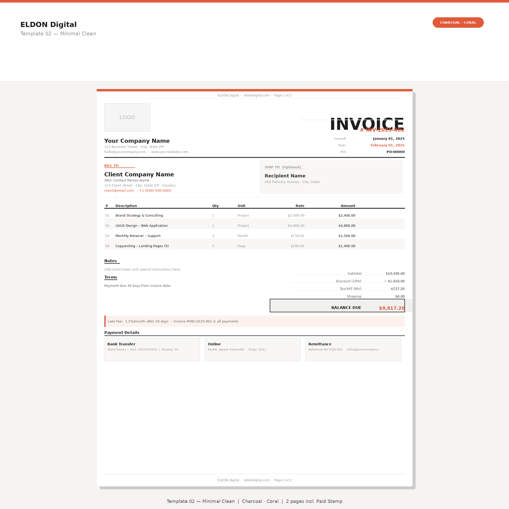 Invoice Template Bundle 3 Professional Designs