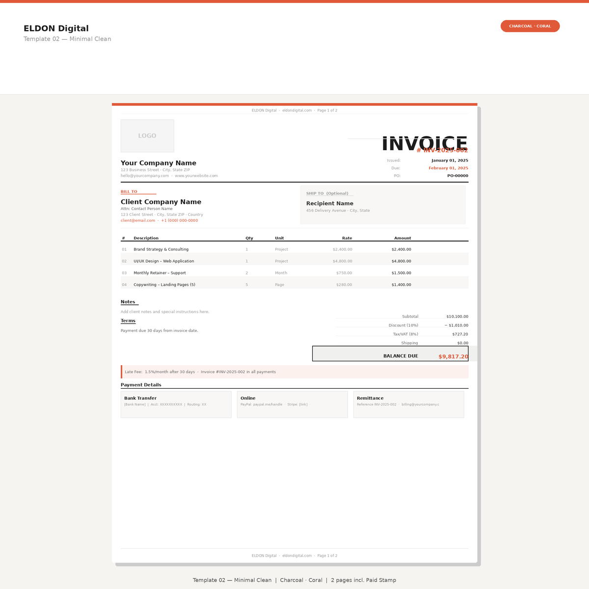 Invoice Template Bundle 3 Professional Designs