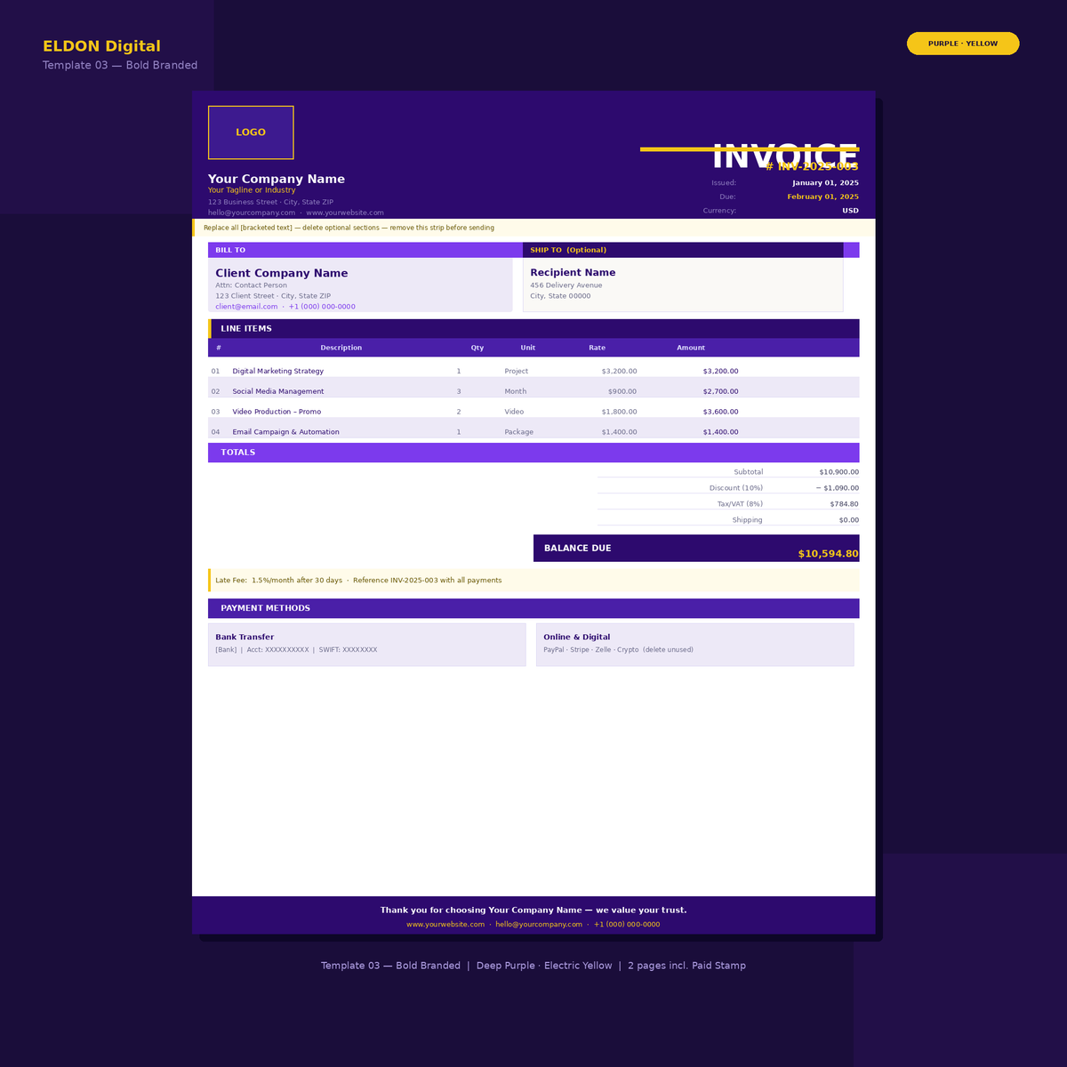 Invoice Template Bundle 3 Professional Designs