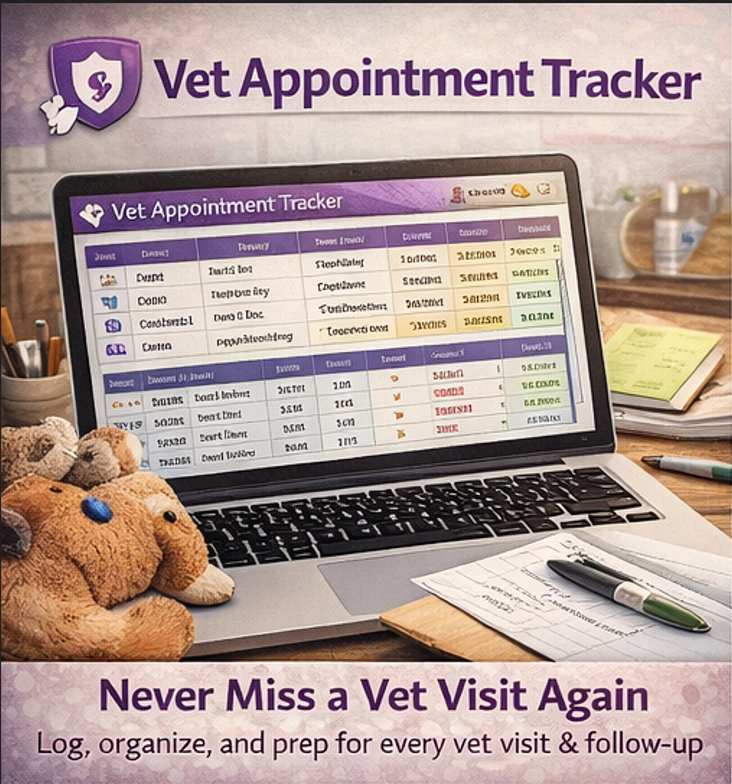 Pet Care Tracker Excel & Google Sheets