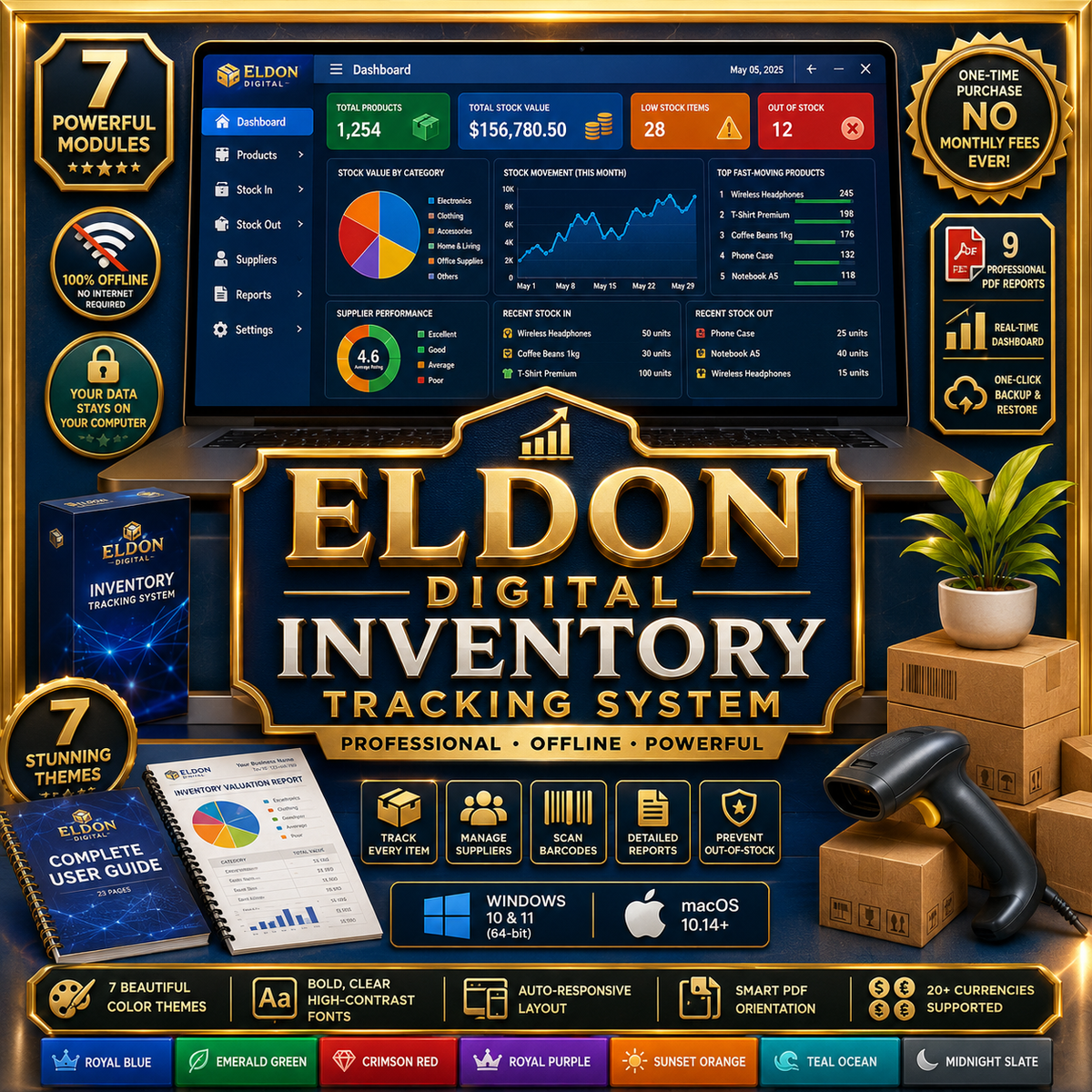 Stock Manager with Reports, Suppliers, and Barcodes