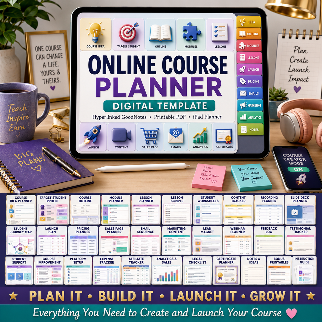 Online Course Planner Digital Planner GoodNotes iPad