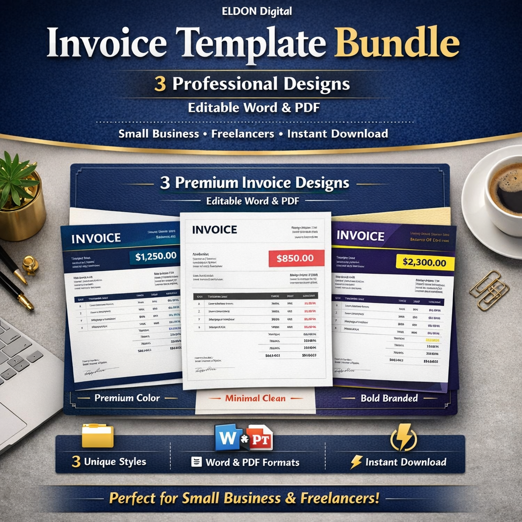 Invoice Template Bundle 3 Professional Designs
