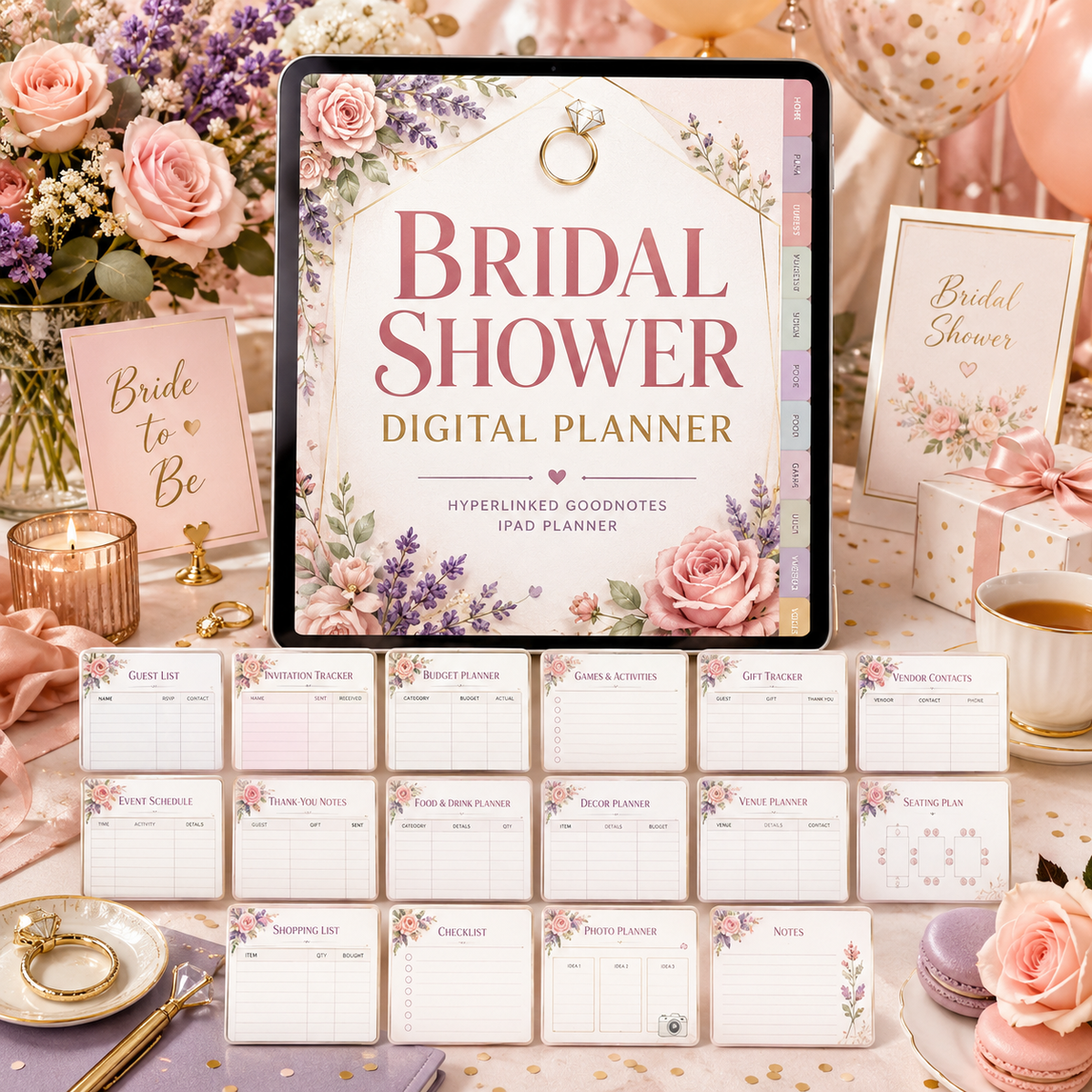 Bridal Shower Digital Planner GoodNotes iPad