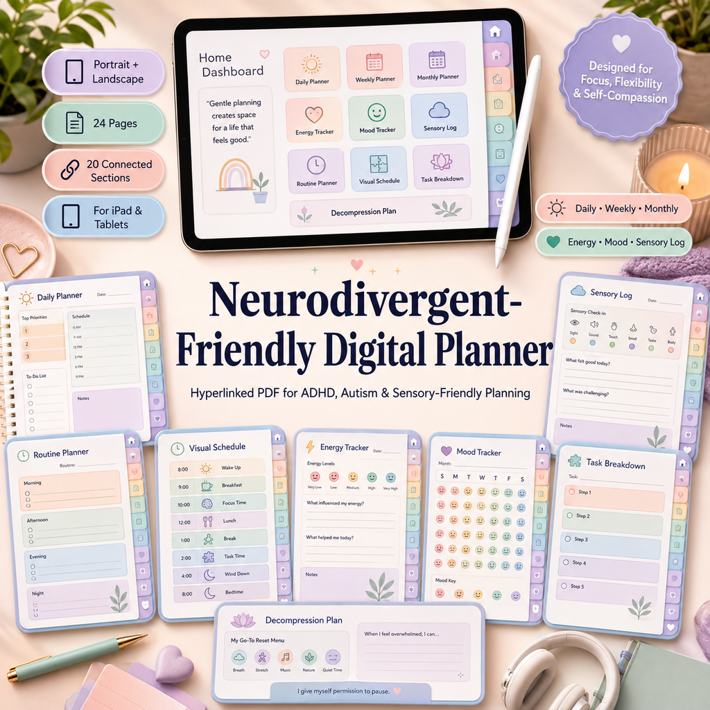 Neurodivergent Digital Planner for ADHD & Autism GoodNotes iPad